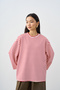 Women's Contrast Striped Crew Neck Oversize Sweatshirt Red - 2