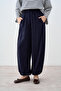 Women's Elastic Waist Lace Detail Trousers Indigo Blue