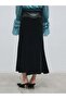 Velvet Long Skirt with Lace and Leather Detail - 2