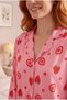 Women's Milan Patterned Long Sleeve Shirt Collar Front Buttoned Bottom Top Pajama Set - 3