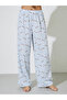 Blue Striped Bear Print Shirt and Straight Pyjama Set - 3