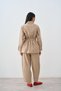 Women's Suede Textured Elastic Waist Suit Cream - 5