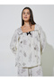 Cream Sketchy Floral Gather Detail Top and Straight Pyjama Set - 2