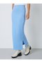 Light Blue Ribbed Straight Fit Maxi Skirt - 2