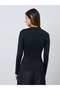 Black Fitted Mock Neck T-Shirt - 5