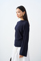 Women's Crew Neck Bat Sleeve T-Shirt Navy Blue - 4