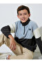 Boys Color Block High Neck Half Zipper Sweater