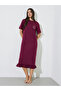 Burgundy Pocket Ruffle Good Vibes Circle Slogan Sleep T-Shirt