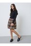 Teen Girls Solid Knit T-Shirt and Pleated Checked Skirt Set - 3