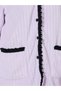 Lilac Fleece Rib Contrast Trim Detail Shirt and Straight Pyjama Set - 3
