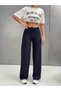 Women's 100% Cotton 3 Thread Waist Tie Flat Leg Sweatpants - Navy Blue - 5