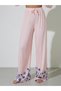 Pink Floral Border Print Piped Collar Shirt and Wide Leg Pyjama Set - 4
