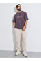 Men Purple Oversized Washed Cotton Terry T-Shirt - 2