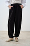Women's Elastic Waist Lace Detail Trousers Black