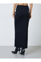Black Ribbed Straight Fit Maxi Skirt - 5