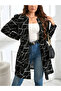Plus Size Black Graphic Print Longline Cardigan - 2
