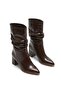 Zrne-C05 Exclusive Brown Patent Leather Thick Heeled Bellows Boots 6 cm