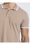 Men Beige Regular Fit Pique Polo With Tipping - 3