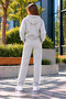 Women's Striped Detail Hooded Rubberized Leggings Track Suit Set - 3
