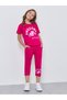 Girls Dark Pink Cotton Graphic T-Shirt and Joggers Set