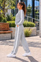 Women's Striped Detail Bicycle Neck Rubber Trimmed Track Suit Set