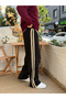 Side Straw Stripe Patterned Baggy Fit Tracksuit Black 5135 - 3