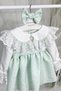 Embossed Crepe Mint Green Pearl and Lace Detailed Girls' Baby Dress - 2