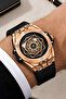Men's Wristwatch Leather Cord Steel Case Black-Rose with Bracelet Gift Sdcms1109 - 3
