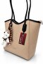 Women's Large Size Shoulder Bag with Teddy Bear Accessory, Zippered Daily Cream Brown Shopper Bag - 3