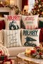Double-Sided Printed Old Christmas Patterned Set of 4 Suede Throw Pillow Covers - New Year - Christmas