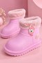 Children's Waterproof Rain Boots with Plush Detailing, Teddy Bear Figure, and Fur Inside - 5
