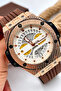 Men's Wristwatch Leather Cord Steel Case Coffee-Rose Gold with Bracelet Gift Sdcms1109