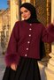 Knitwear Cardigan with Fuzzy Sleeves Tsd260336 Plum - 3