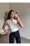 Ecru polo neck sleeveless soft blouse - 4