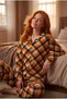 Women's Report Milan Patterned Long Sleeve Shirt Collar Front Buttoned Bottom Top Pajama Set - 4