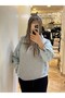 Gray Hooded Denim Detailed Sweat