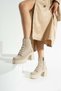 Melvian Women's Beige Luxury Suede Lace-Up Zippered Fur Inside 8 cm Thick Heeled 3 cm Platform Boots Booti - 2