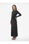 Slim Fit Shiny Sandy Fabric Drape Collar Long Sleeve Draped Dress - 2