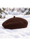 Women's Plush Furry French Brown Painter Beret - 3