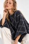 Women's Anthracite Diamond Patterned Soft Textured Poncho - 2