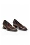 Brown Thick Heeled Stone Detailed Pointed Toe Special Day and Night Women's Evening Dress Shoes 584127 - 4