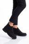 Black Suede Lace-Up Rubber Sole Stylish Comfortable Women's Boots 552261