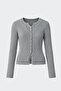 Gray Double Layer Ribbed Knit Cardigan - 4