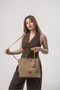 Women's Large Shoulder Bag with Mirror Charm Detail, Stylish Daily Handbag, Beige 18347 - 2