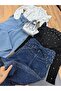 Girl's Stone Detailed Wide-Leg Jeans, Ruffled Blouse and Bag 3-Piece Set 0710-S - 4
