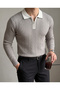Polo Collar Polyemit Knitwear Regular Knitted Tok Fabric Zippered