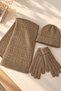 Women's Knitted Scarf, Beanie, Gloves 3-Piece Winter Accessory Set