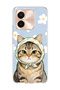 Vivo Y28 Compatible Scarf and Tabby Cat Daisy Printed Transparent Phone Case