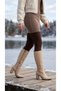 Women's High Heeled Leather Look Long Boots - 6