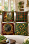 Burgundy Green Gothic Castle, Black Horse, Plaid and Botanical Patterned Decorative Throw Pillow Cover*43X43 Cm– (Double Sided) - 2